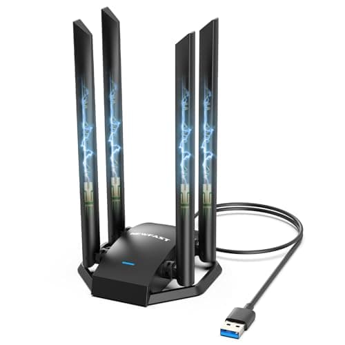 Image of NEWFAST AC1300 WiFi Extend Adapter for PC 1300Mbps USB 3.0 WiFi Dongle, Dual Band 5Ghz/2.4Ghz Wireless Adapter for Win 11/10/8/8.1/7, Wireless Dongle with 4x 6dBi High-Gain Antennas, 802.11ac