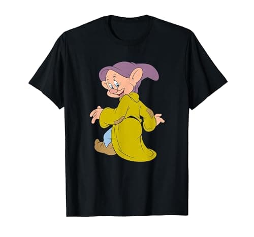 Image of Disney Snow White And The Seven Dwarfs, Dopey Poses T-Shirt, Men, Black, Large