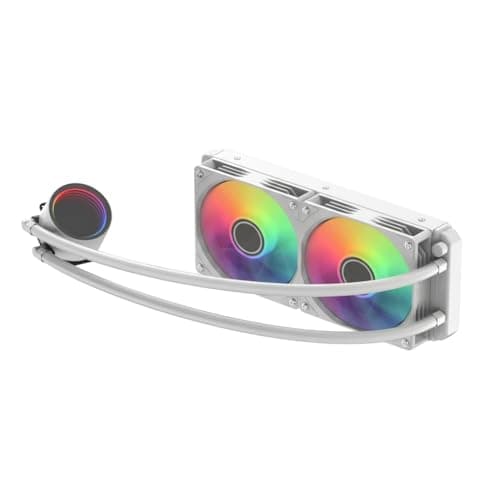 Image of IONZ Watercooler AIO CPU Cooler, Reliable and Affordable All in One Watercooling for desktop PCs, Quiet and Efficient Cooling, AMD and Intel Support with ARGB Fans (White, 240 mm) Bulk Packed