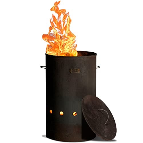 Image of Alpha Stoke Design Fire Barrel Corten steel & Stainless Steel - L/XL - Perfect Fireplace for Garden, Terrace and Balcony - This Robust Barrel is More Durable and Larger Than Most Fire Pits