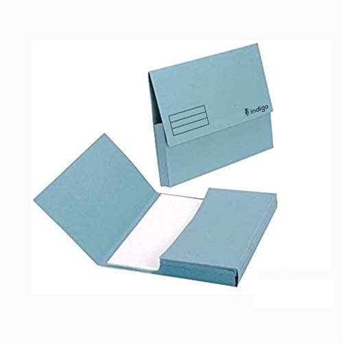 Image of indigo® Premium - A4 - Document Wallet Half Flap 285gsm Capacity 32mm (Blue, Pack of 50)