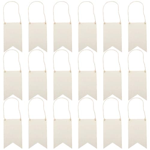 Image of BESTOYARD 36 Sets Unfinished Blank Wooden Signs with Rope for DIY Crafts and Painting, Beige Wood Plaques for Birthday Parties and Wall Decorations, Unique Decorative Item with Artistic