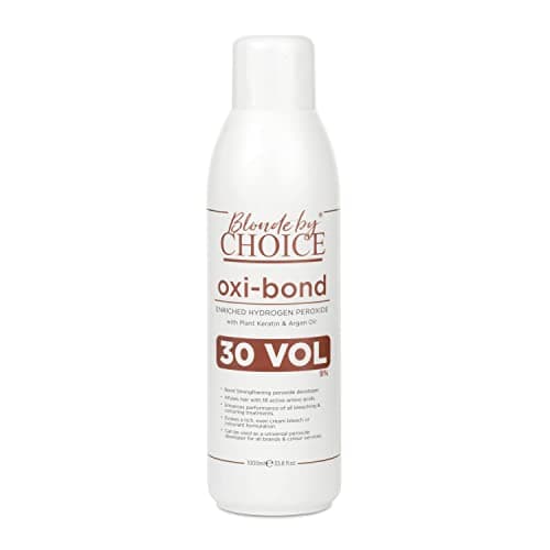 Image of Blonde By Choice Oxi-bond 30 Vol Developer Enriched 9% Hydrogen Peroxide with Keratin, Argan Oil & Amino Acids. Mix Hair Bleach Powder And Peroxide to Improve Hair Colouring or Bleaching 1000ml