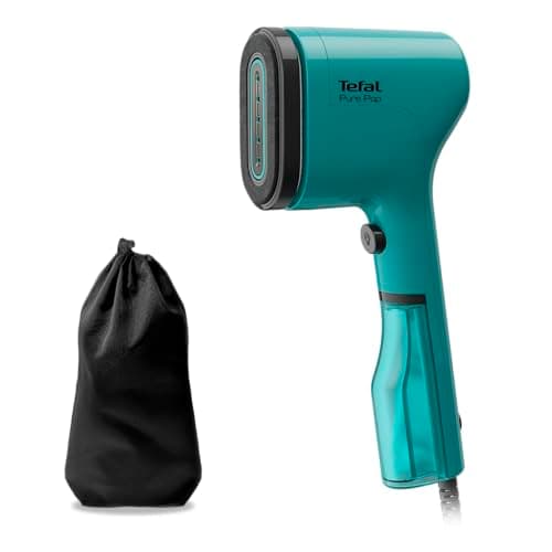 Image of Tefal Pure Pop Slim Handheld Clothes Steamer, No Ironing Board Needed, Ready to Use in 15 Seconds, 70ml Detachable Water Tank, Travel Iron, Garment Steamer, Green, DT2024
