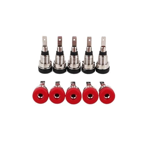 Image of 10Pcs Brass 2mm Small Size Banana Female Jack Panel Mount Test Socket Connector(Red and Black)