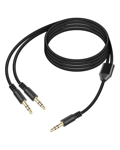 Image of GELRHONR Headphone Splitter Cable, 3.5mm Audio Splitter Cable, AUX 1 Male to 2 Way Adapter for Earphone, Speaker, MP3 Player, Phones, Laptops (3Ft,1to2)