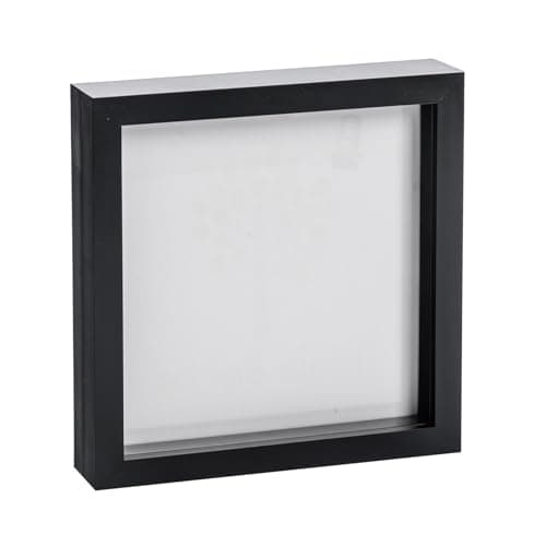Image of Nicola Spring 3D Shadow Box Photo Frame - 8x8 (20x20cm) - Pack of 1 - Black 3D Photo Frame Box Picture Square Display Case for Crafts, Keepsakes, Wedding, Graduation
