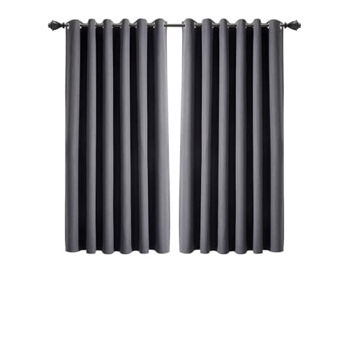 Image of INSPIRE HOMEWARE 100% Blackout Curtains for Bedroom 46x54 Charcoal Linen Curtains Super Soft & Energy Saving Thermal Insulated Eyelet Curtain 2 panels with Matching Tiebacks