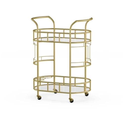 Image of Slish Matte Metal 2-Tier Kitchen Utili Trolley Bar Cart – le Serving Cart for Dining Room & Kitchen Island, Versatile Sto Solut, Modern Design