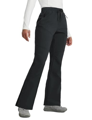 Image of baleaf Womens Fleece Lined Ski Trousers Thermal Water Resistant Softshell Flared Pants Ladies Walking Hiking Trouser with Zipper Pockets Black M