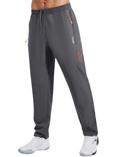 Image of Gaiatiger Tracksuit Bottoms Men Quick Drying Jogging Bottoms Men's Casual Trousers Gym Workout Sweatpants with Zipper Pockets-C3039-Dark Gray-L