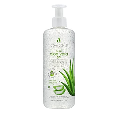 Image of Aloe Vera Gel by Derora | Contains 100% Pure, Organic & Natural Bio Active Aloe Ingredients | for Healing, Soothing & Hydrating the Skin, Face & Body | Cruelty Free & Vegan (500ml (Pack of 1))
