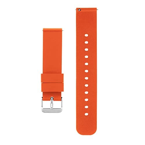 Image of Cobee Silicone Watch Bands - Quick Release Waterproof Soft Rubber Replacement Straps with Silver Plated Stainless Steel Buckle (20mm-Orange)