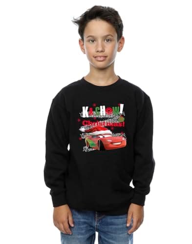 Image of Disney Boys Cars Kachow Christmas Sweatshirt Black 3-4 Years