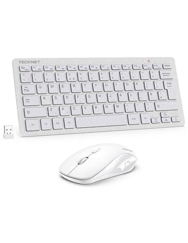 Image of TECKNET Mini Wireless Keyboard and Mouse Set, 2.4G Cordless USB Keyboard and Silent Mouse Combo with Nano USB Receiver for Computer, PC, Laptop, Desktop, Matte White