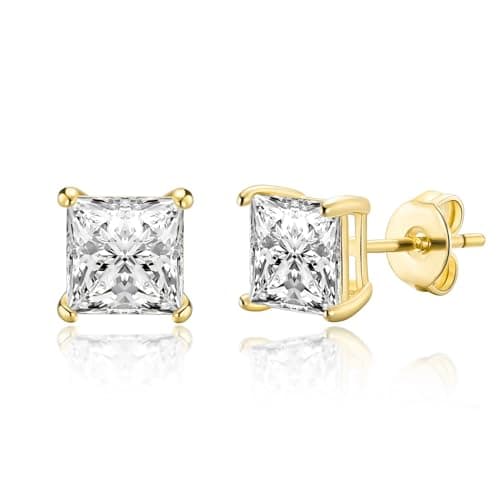 Image of Philip Jones 18k Gold Plated Square Earrings Created with Zircondia® Crystals