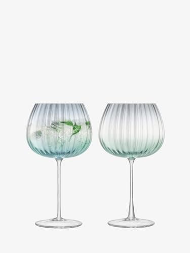 Image of LSA International Dusk Balloon Goblet 650 ml Green/Grey | Set of 2 | Mouthblown and Handmade Glass | DU03