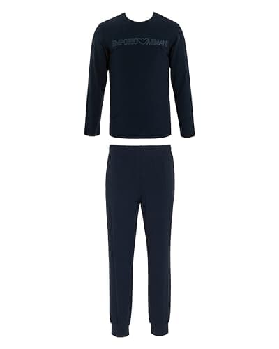 Image of Emporio Armani MAN'S MEGALOGO PAJAMAS WITH CUFFS SET BLUE M