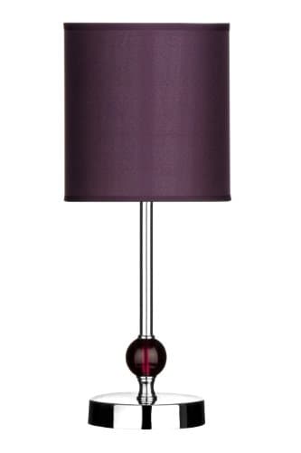 Image of Premier Housewares Chrome Stem Table Lamp with Acrylic Ball and Fabric Shade - Purple,H35 x W14 x D14cm