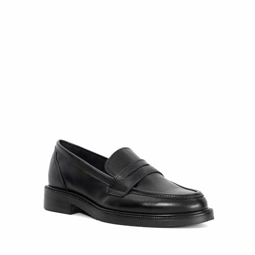 Image of Dune London Ladies GIYA Leather Almond Toe Loafers Size UK 5 Black