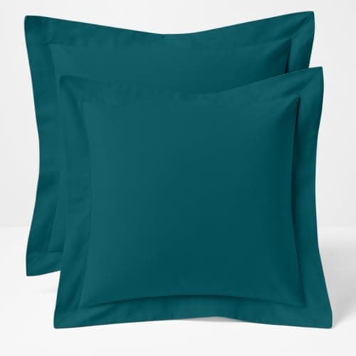 Image of Comfort Beddings 2 Pack Oxford Pillowcases – 65x65cm Continental Euro Pillow Covers – 100% Egyptian Cotton – 600 Thread Count Sateen – Teal Square Pillow Cases with Envelope Closure – Hotel Quality