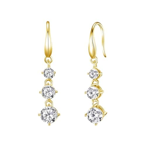 Image of Philip Jones 18k Gold Plated Graduated Drop Earrings Created with Zircondia® Crystals