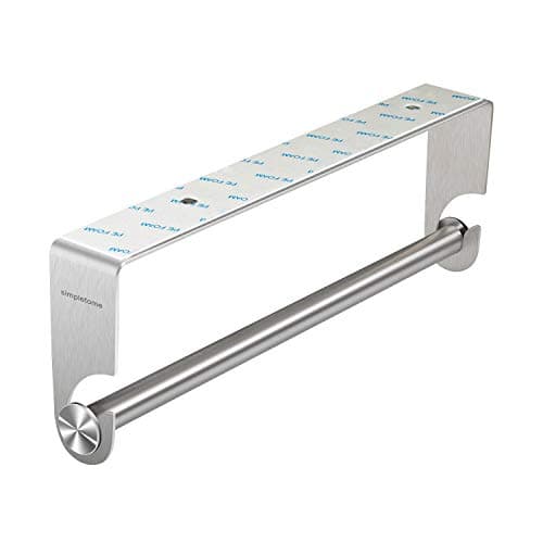 Image of simpletome Kitchen Paper Towels Holder Under Cabinet Adhesive or Drilling Installation Brushed SUS304 Stainless Steel