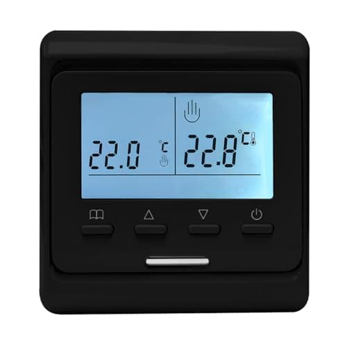 Image of Adept Technology Digital Programmable Room Thermostat - Electric or Wet Underfloor Heating Systems, 7 Days Programming Thermostat, Safety On/Off Power Switch, CE Certified, 86mm x 86mm x 16mm, Black
