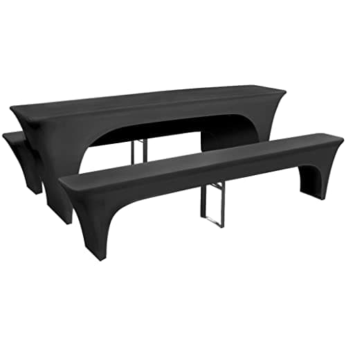 Image of vidaXL Stretchy Beer Table and Benches Cover Set-The with Sophisticated Anthracite Color, Washable and Reusable
