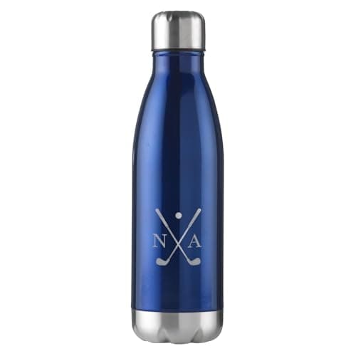Image of eBuyGB Personalised Golf Water Bottle with Initials, Insulated Flask, Golf Gift (Blue, 500ml)