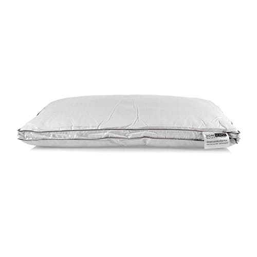 Image of HOMESCAPES Luxury Soft Cotton Damask Pillow with Super Microfibre Filling Hotel Quality Generously Filled ″Just Like Down″ Filling Thick Pillow for Head and Neck Support