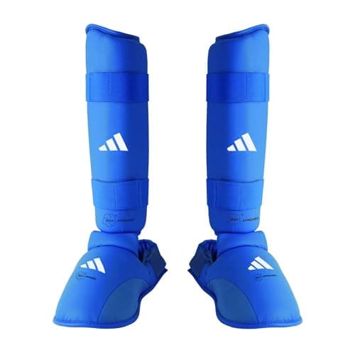 Image of adidas WKF Karate Shin And Removable Instep Pads (Blue, Small)