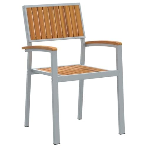 Image of KNERPWD Solid Acacia Wood Garden Stacking Chair 8 Pcs, Brown 56 x 57 x 87 cm Outdoor Patio Seating with Armrests