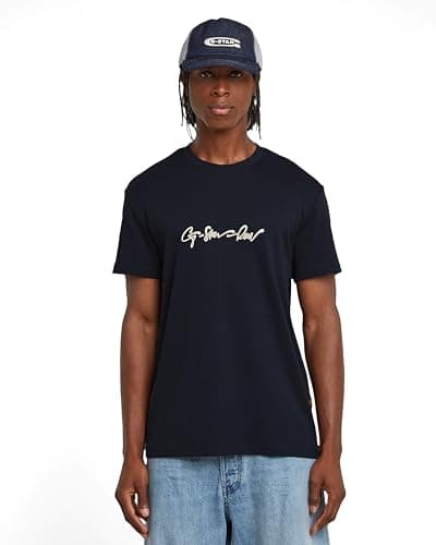 Image of G-STAR Men's T-Shirt G-Script, Blue (Salute D25150-C812-C742), XL