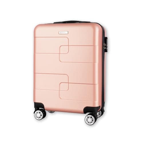 Image of WORLD EXPLORER Cabin Suitcase | ABS Hard Shell with 360° Spinner Wheels & Com-bination Lock | Lightweight Cabin Luggage and Suitcase 34L – Ryanair Priority Size Travel Bag (Rose Gold, 55x40x20 CM)