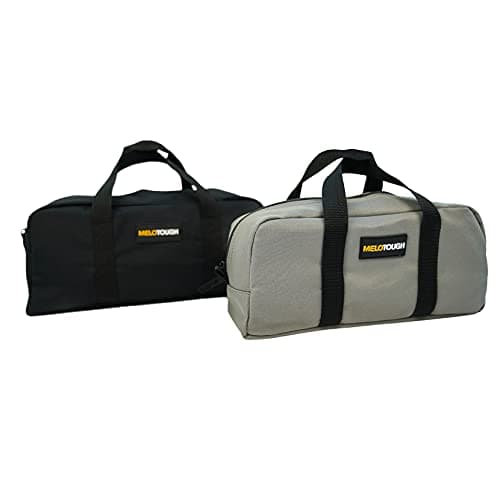 Image of MELOTOUGH Utility Tool Tote bag Combo Kit-Includes 2 Medium Tool Organizer Bags for Electrician, Plumbing, Gardening, HVAC & More (Black&Grey)