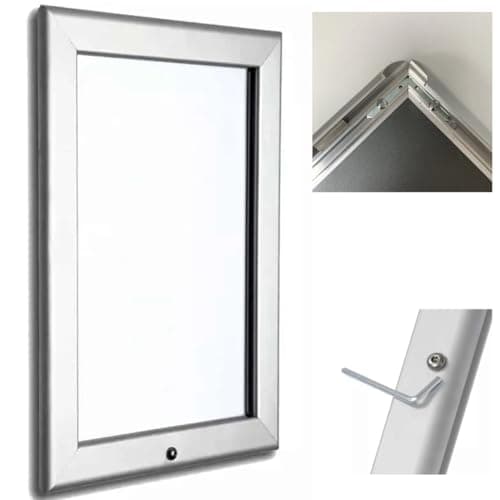 Image of A4 A3 A2 and A1 Aluminium Silver Lockable Outdoor Snap Frames/Poster Holder (1, A2 X SILVER LOCKABLE)