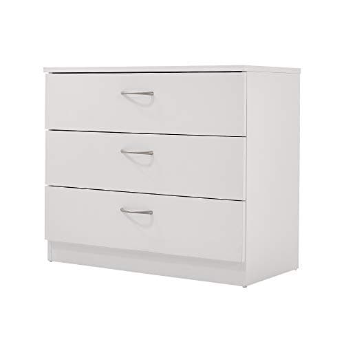 Image of Panana 3/4/5 Bedroom Chest of Drawers with Metal Handles and Runners Wooden Bedside Storage Cabinet for Living Room Hallway Choice of 3 Sizes (White, 3 Drawer Chest)