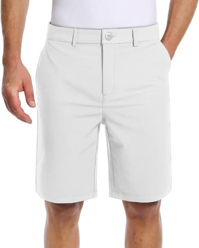 Image of TACVASEN Work Shorts for Men Quick Dry Golf Shorts Casual Shorts 9" Stretch Shorts Water-Resistant Hiking Shorts Stretch White,36