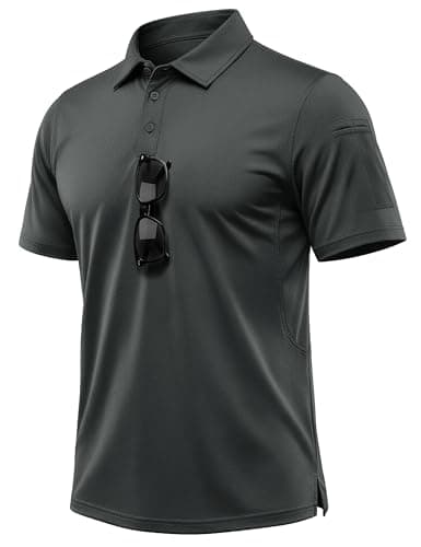 Image of MAGCOMSEN Golf Polo Shirt Short Sleeve Quick Dry Sports T-Shirt Moisture-Wicking Summer Work Polo Grey, 2XL