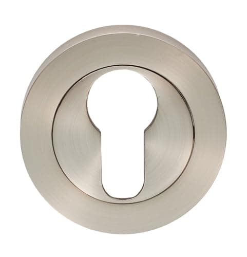 Image of Kooples Hardware Euro/Standard Profile Escutcheons Dual Keyhole Cover Set for Mortice & Euro Cylinder Locks – Satin Stainless Steel Finish (Satin Nickel, Euro Profile)