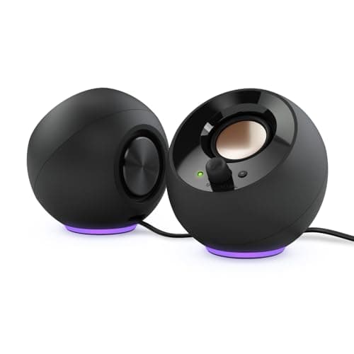 Image of CREATIVE Pebble SE Minimalist 2.0 USB-C Powered PC Speakers with RGB Lighting?, 3.5 mm AUX-in, Up to 4.4W RMS Power for Computers and Laptops (Black)