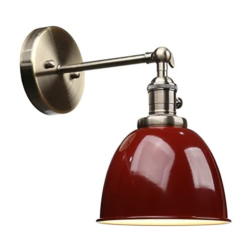 Image of PathsOn Industrial Vintage Metal Light Shade Loft Bar Kitchen Sconce Wall Light Lamp Lighting Fixture E27 (Red)
