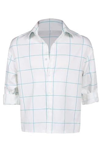 Image of BAEHEU Adut White Shirt Blue Plaid Short Sleeve Shirt Halloween Cosplay Costume Outfit for Men Adult, White, XL