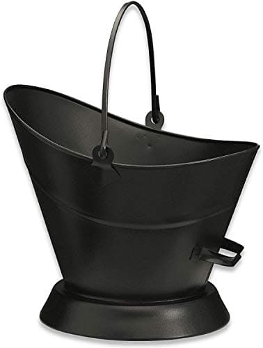 Image of Heavy Duty Metal Fireside Waterloo Bucket Fireplace Hod Scuttle Coal Fuel Ash Wood Log Storage Option with Shovel and Poker (Black Waterloo Bucket)