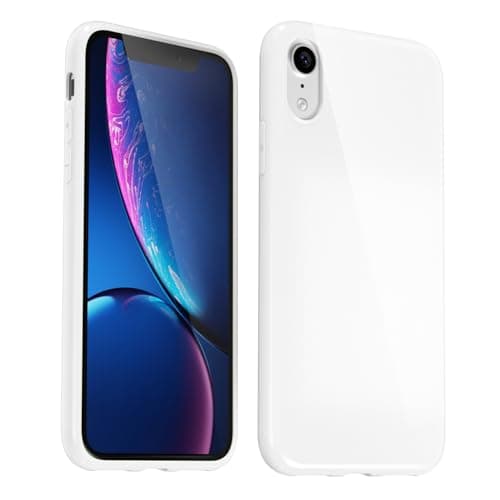Image of Svanove for iPhone XR Case Silicone, Glossy Soft Rubber Gel Jelly Cute Protective Plastic Simple Plain Phone Case Cover for Women Girl, Slim Thin Flexible Shockproof TPU, White