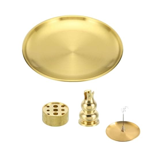 Image of TIEGUANJIA Brass Incense Burner Cone Stick Holder with 9 Holes Gourd Type Stand Incense Holder Kit for Home Fragrance Decor Yoga Spa Gifts