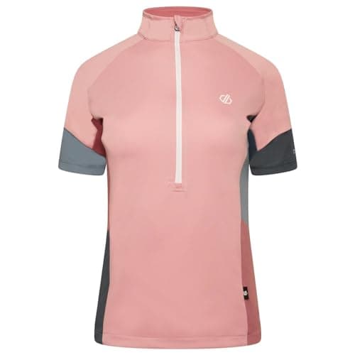 Image of Dare 2b Compassion II Jersey Womens Cycling T-Shirt Q-WIC Plus Lightweight Fabric with Odour Repellent and Reflective Print Details - Half Venting Zip- Sport t-Shirt