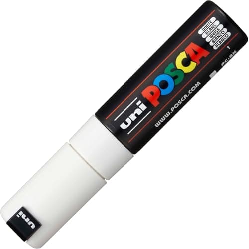 Image of Posca UNI PC-8K CHISEL TIP MARKER PEN- WHITE (BOX OF 6)