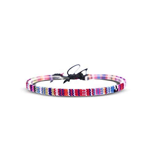 Image of Made by Nami Surfer Beach Bracelet Men & Women - Braided Boho Summer Bracelets - Handmade Festival Jewellery - Waterproof & Adjustable - Ethnic Hippie Style (Pink)